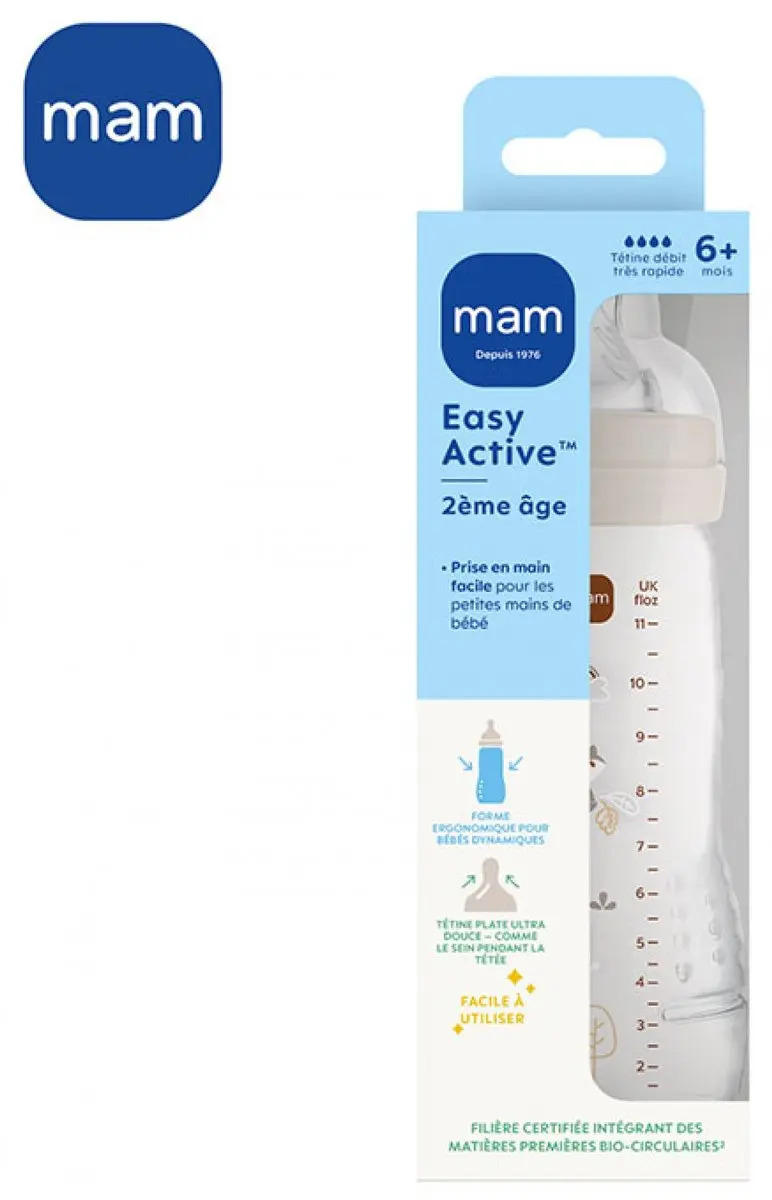 MAM Easy Active Fles 2e Fase 330ml - Zeer Snelle Stroom - Zand