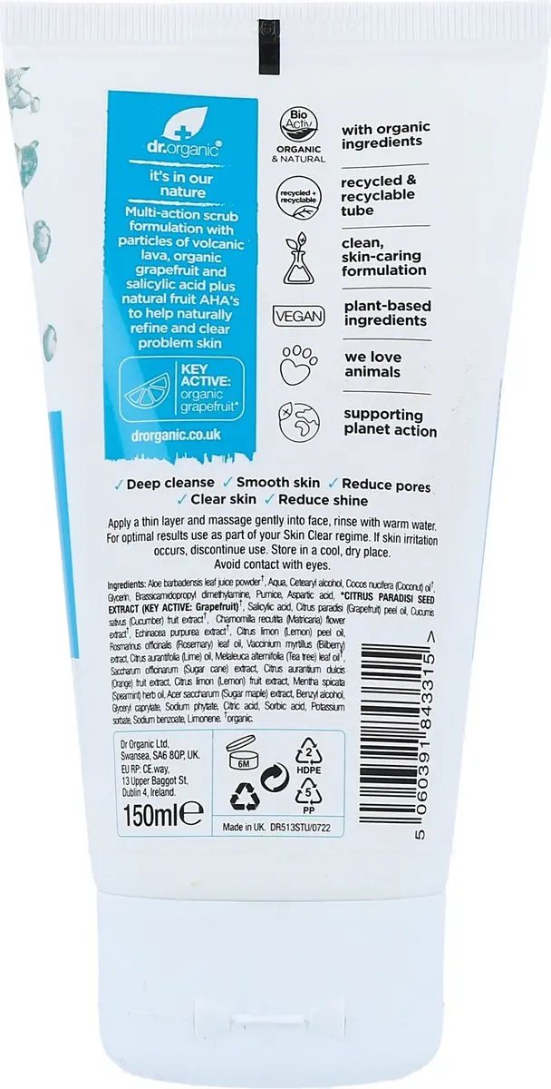 Dr. Organic Skin Clear Exfoliërende Scrub 150ml