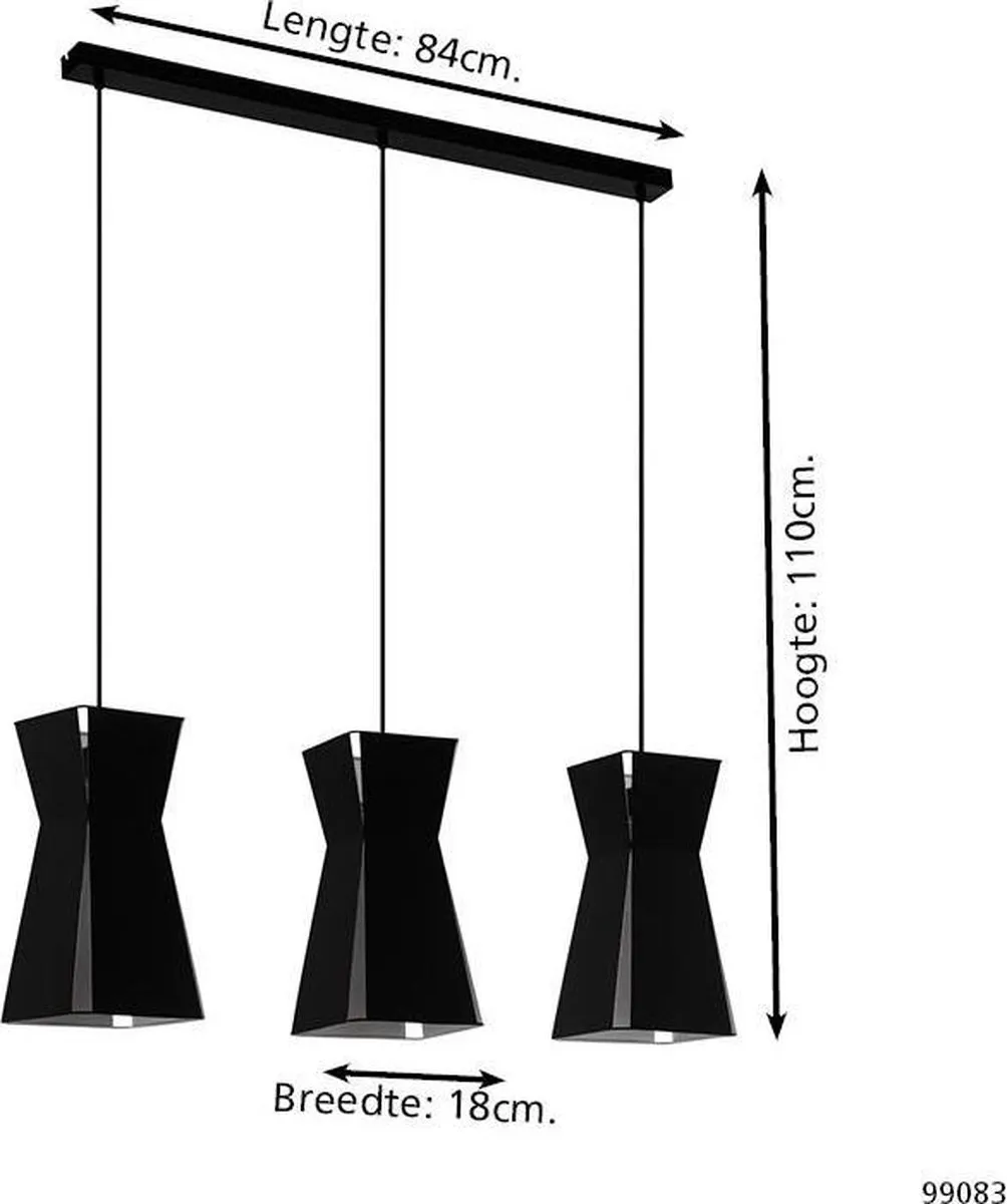 Eglo Valecrosia Hanglamp E27 - 84cm - Zwart/Wit