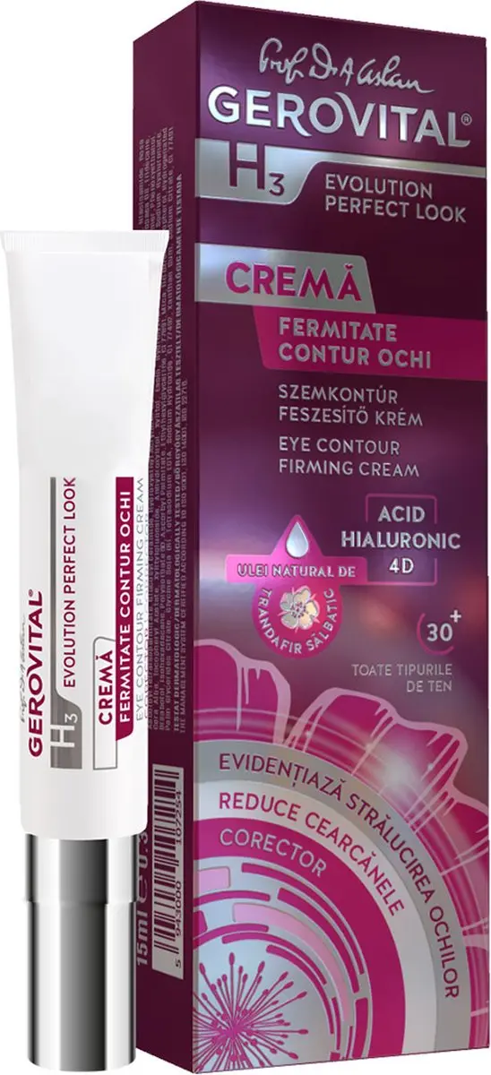 Gerovital Perfect Look Oogcrème 15ml - 4D Hyaluron & Wilde Rozenolie