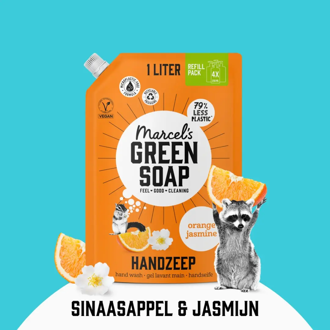 Marcel's Green Soap Handzeep Navulling Sinaasappel & Jasmijn 4x1L