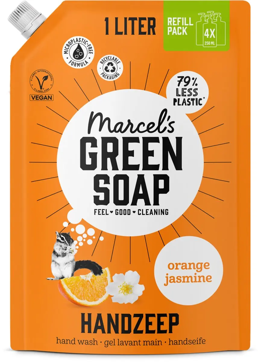 Marcel's Green Soap Handzeep Navulling Sinaasappel & Jasmijn 4x1L