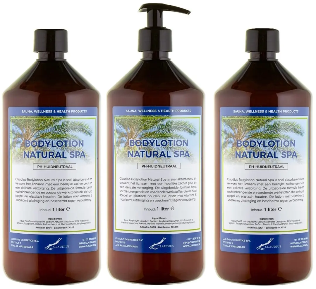 Splashbox Cosmetics Bodylotion Natural Spa 1L - 3 Stuks