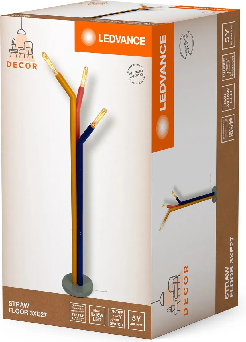 LEDVANCE Decor Straw Vloerlamp 3XE27 - Meerkleurig - afbeelding 6 van 6