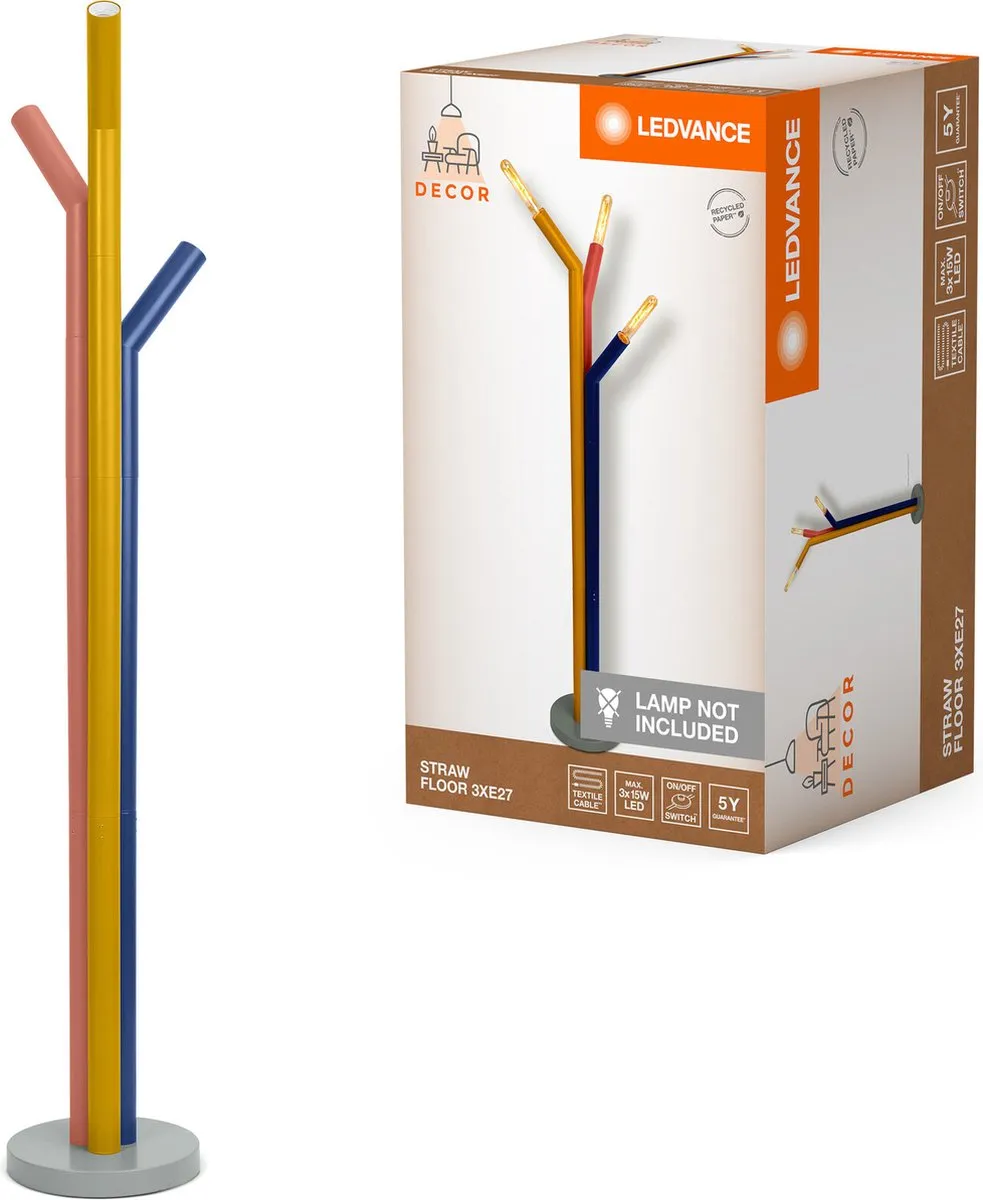 LEDVANCE Decor Straw Vloerlamp 3XE27 - Meerkleurig
