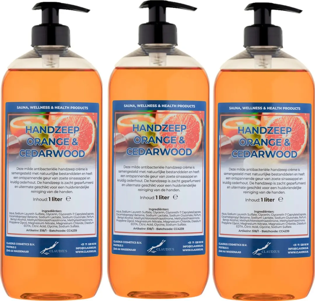 Splashbox Cosmetics Handzeep Sweet Orange & Cedarwood 3x1L