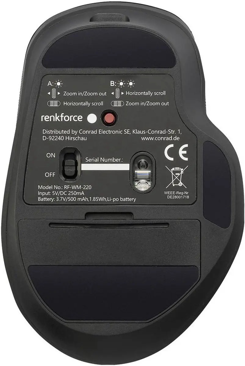 Renkforce RF-WM-220 Draadloze Muis - Bluetooth - 4800 dpi - Zwart