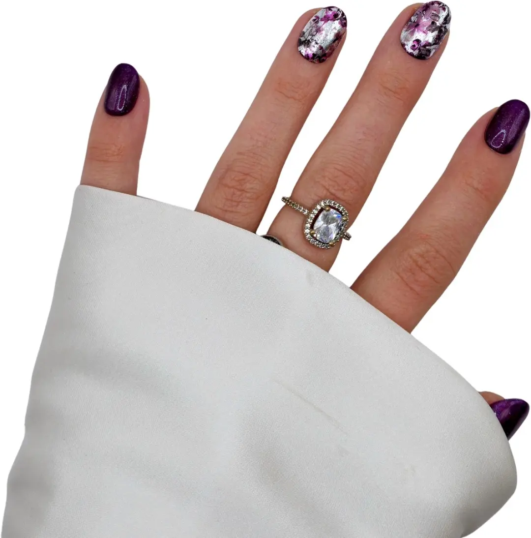 SD Press on Nails B-144 Plaknagels - Donkerpaars Bloemen XS