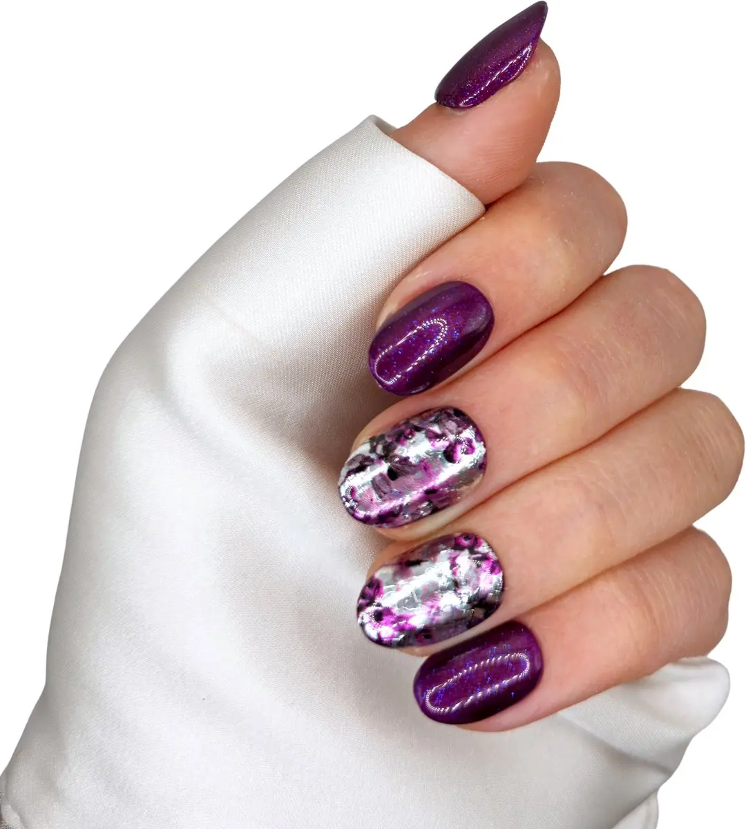 SD Press on Nails B-144 Plaknagels - Donkerpaars Bloemen XS