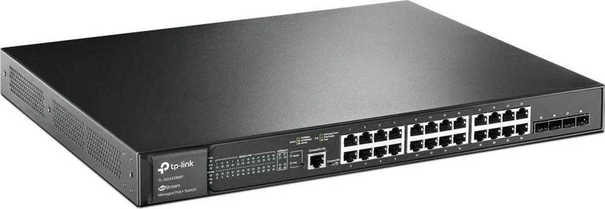 TP-Link TL-SG3428MP Managed Switch 24x PoE - 56 Gbps - Zwart