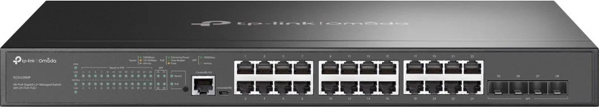 TP-Link TL-SG3428MP Managed Switch 24x PoE - 56 Gbps - Zwart