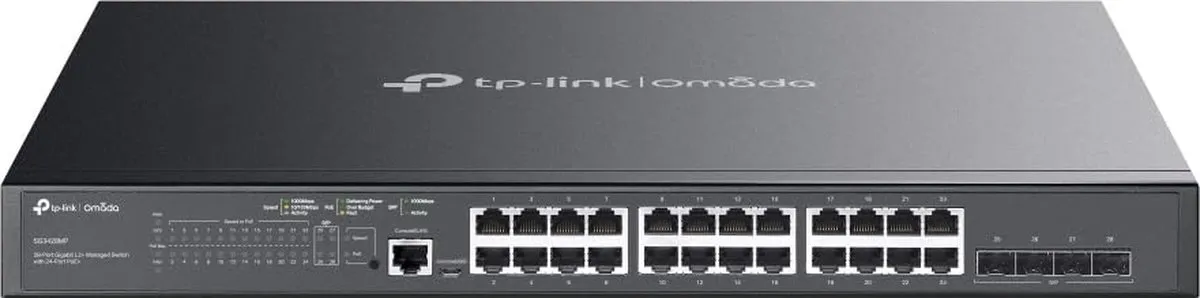 TP-Link TL-SG3428MP Managed Switch 24x PoE - 56 Gbps - Zwart
