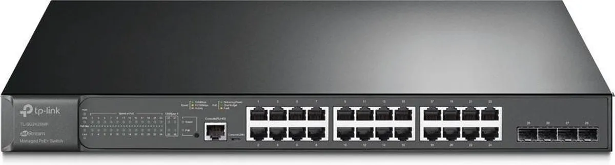 TP-Link TL-SG3428MP Managed Switch 24x PoE - 56 Gbps - Zwart