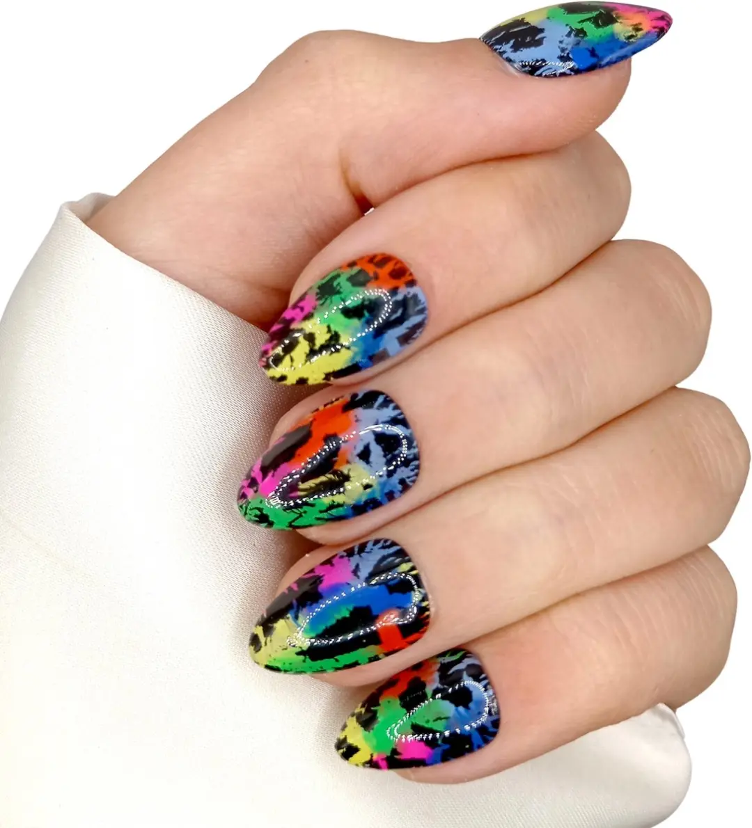SD Press on Nails No. 26 Shattered Neon XS Stiletto