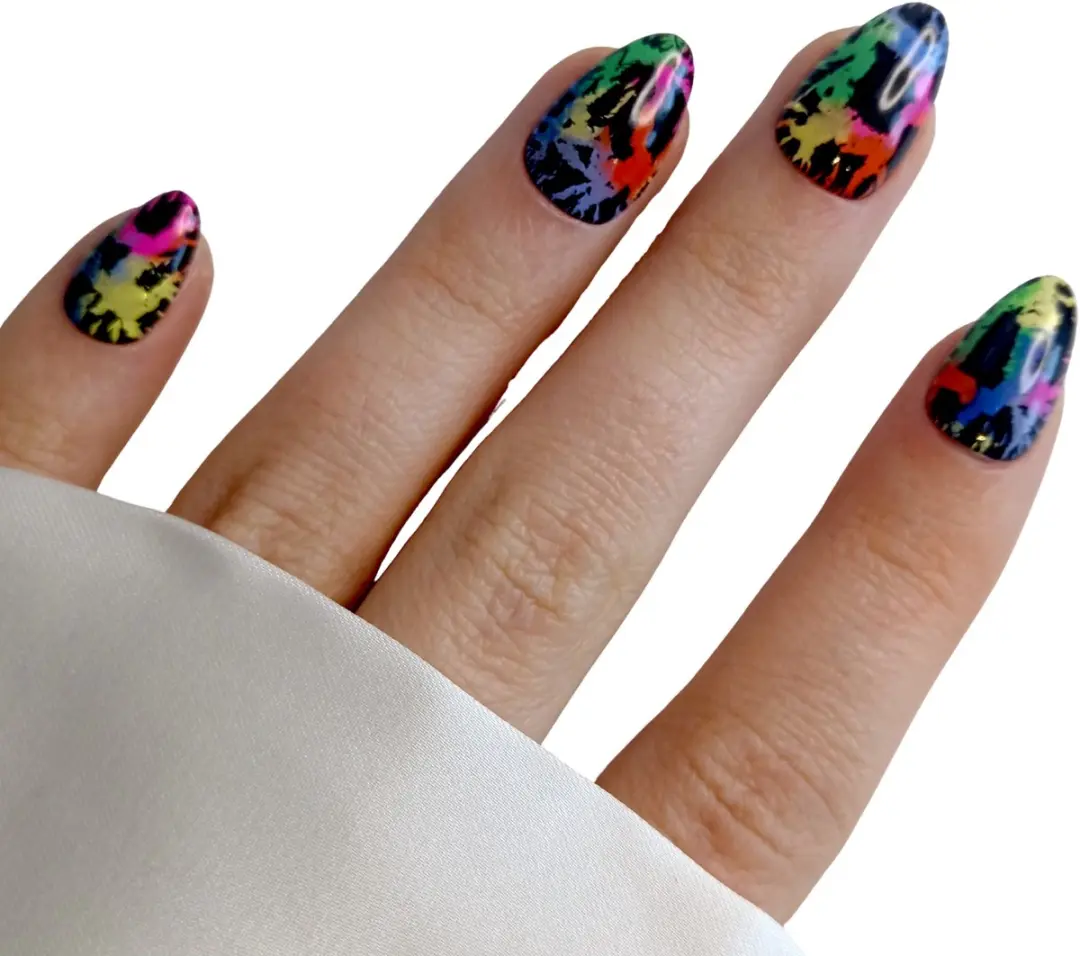SD Press on Nails No. 26 Shattered Neon XS Stiletto - 20 Stuks
