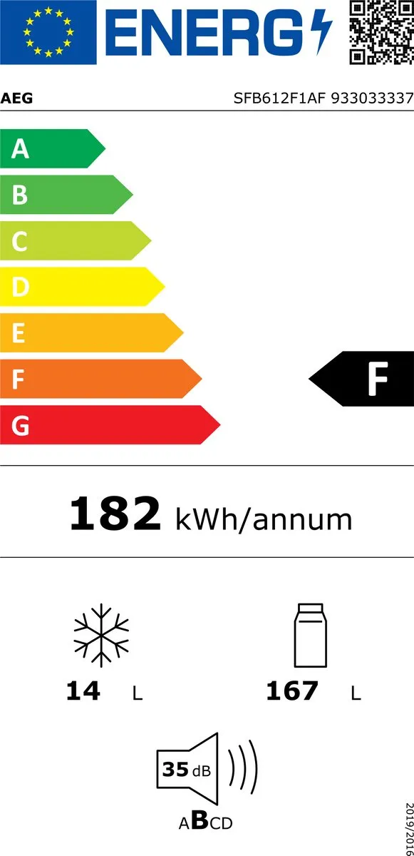 AEG SFB612F1AF Combi-koelkast Inbouw - 181L Wit