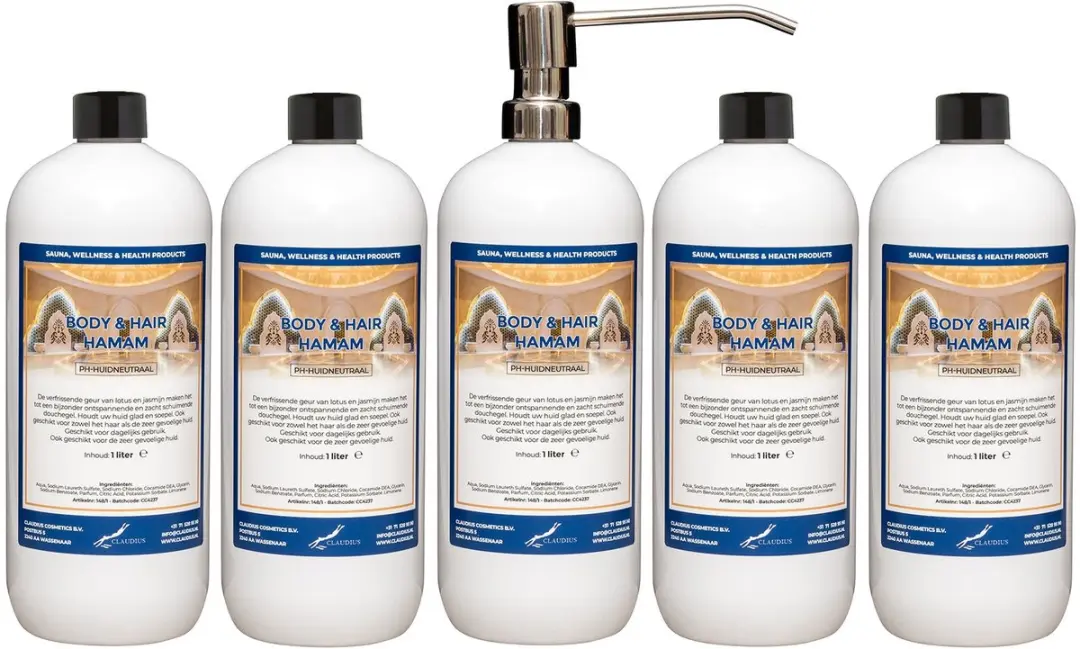 Splashbox Cosmetics Body & Hair Hamam 1L - 5 Stuks (RVZ pomp)