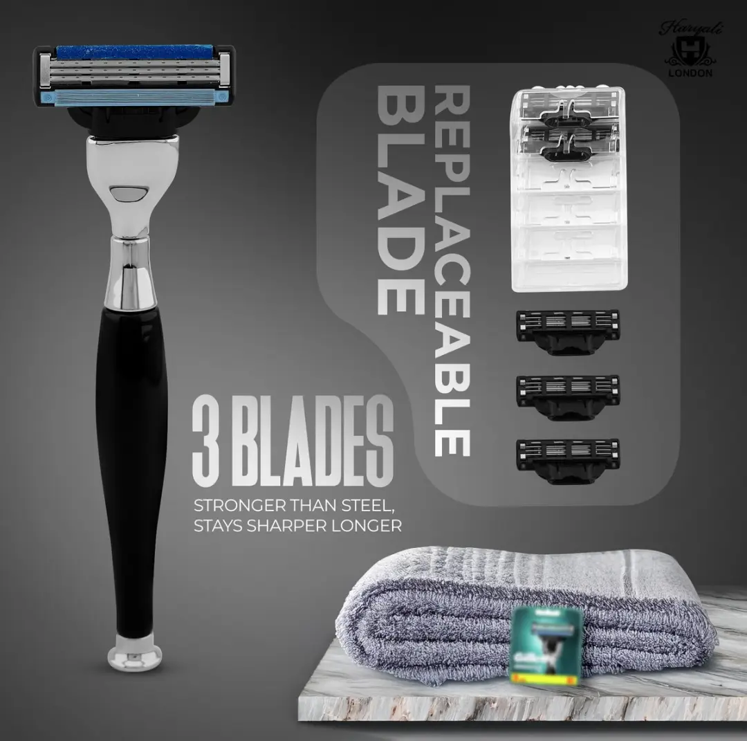 Haryali London 3 Edge Scheermes - All Body & Face - 3 Bladen - Zwart