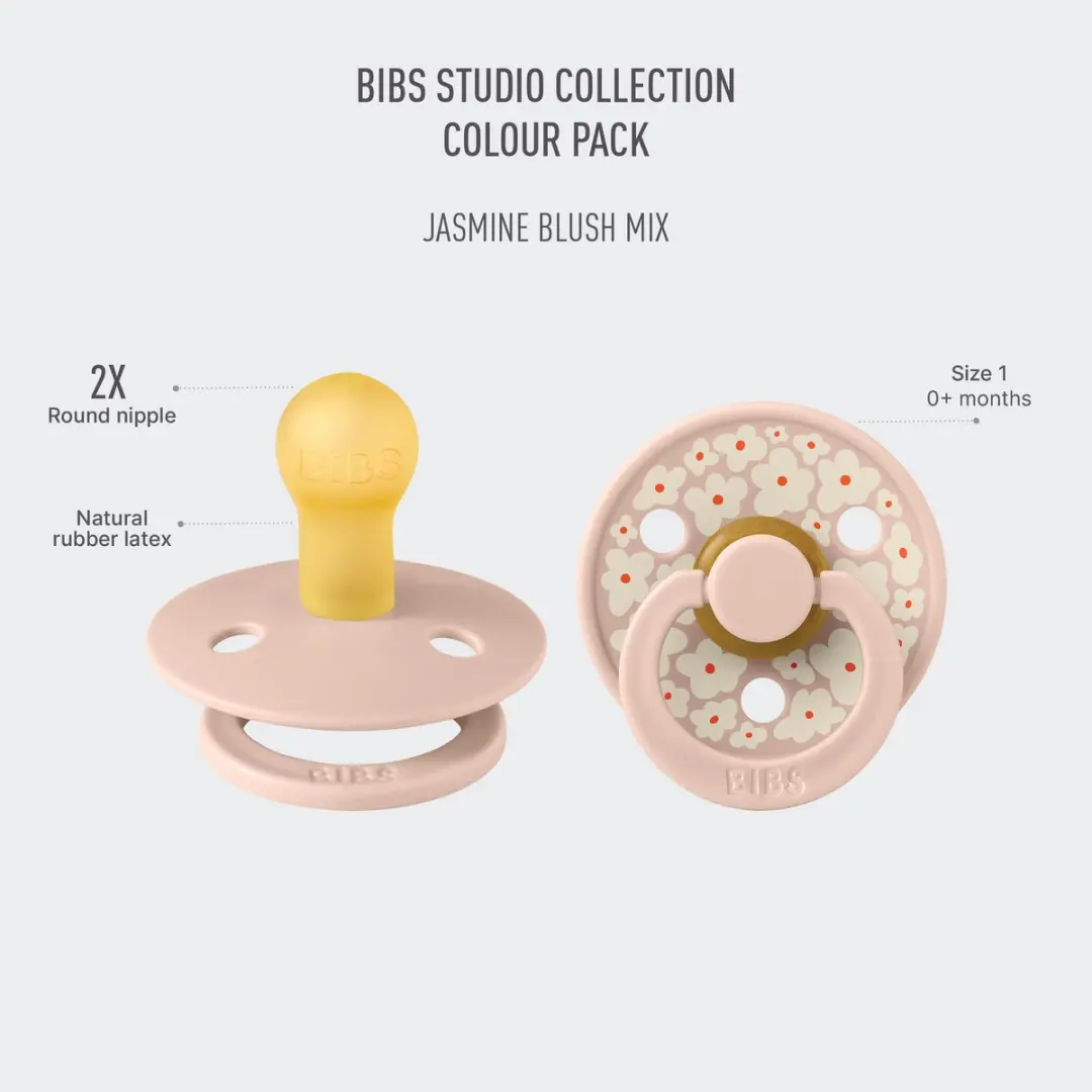 BIBS Colour Studio Speen - Maat 1 (0-6m) - 2 Stuks - Jasmine Blush
