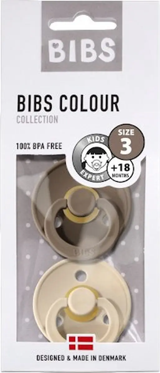 BIBS Colour Collection Fopspeen Maat 3 - 2 Stuks - Vanilla/Dark Oak