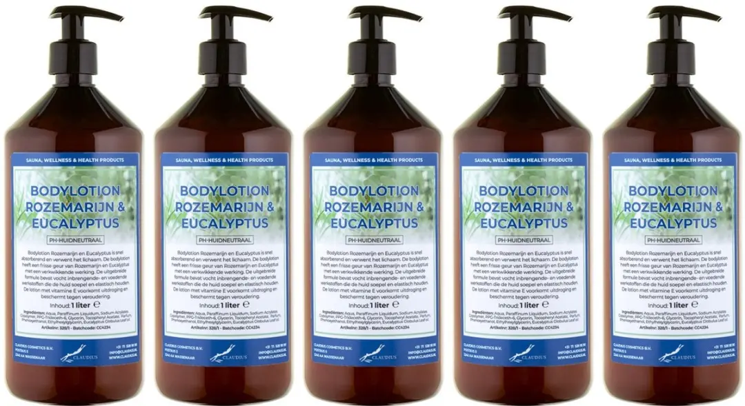 Splashbox Cosmetics Rozemarijn & Eucalyptus Bodylotion 5L - 5 Stuks