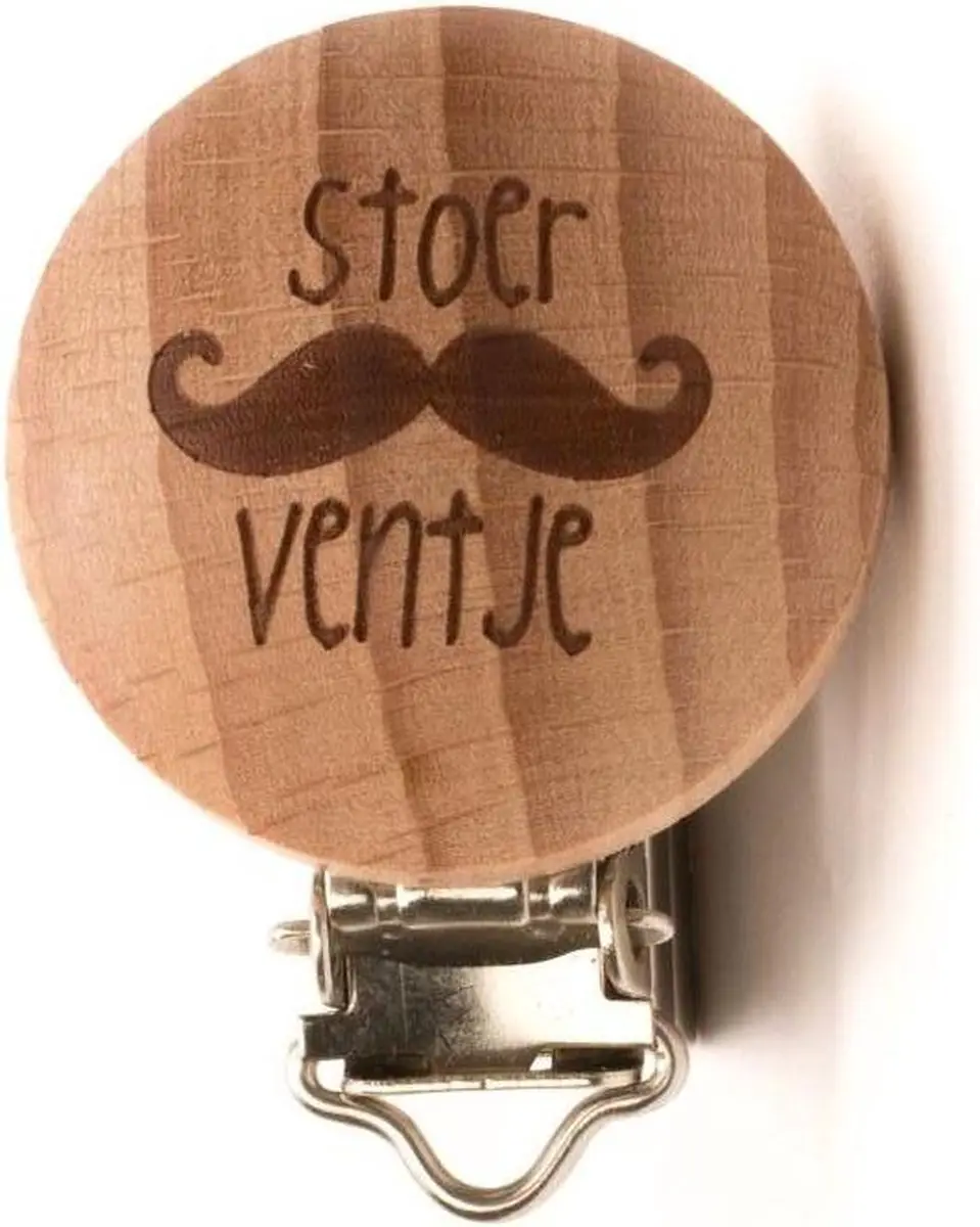 Durable Houten Speenclips Stoer Ventje - 2 Stuks