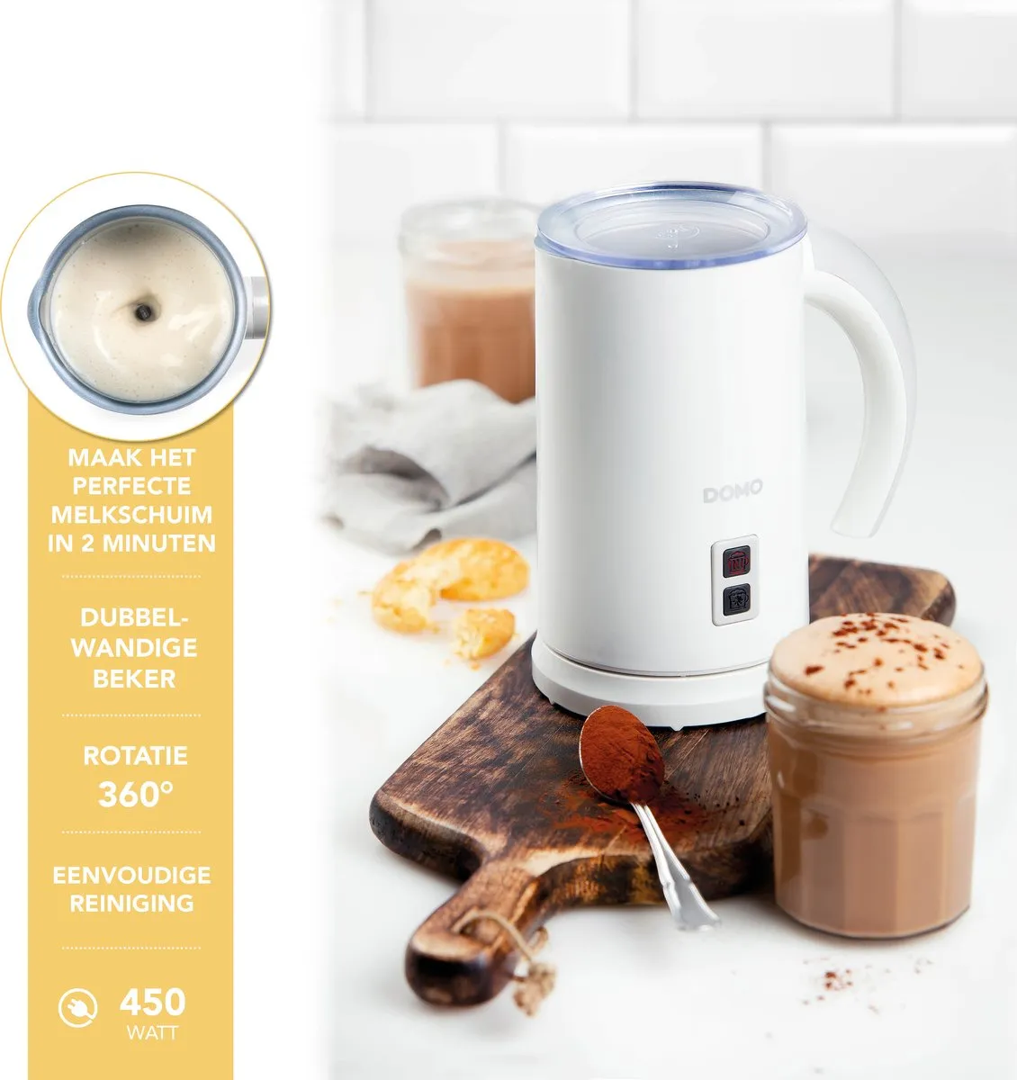 Domo DO731MF Melkopschuimer 550W - Wit