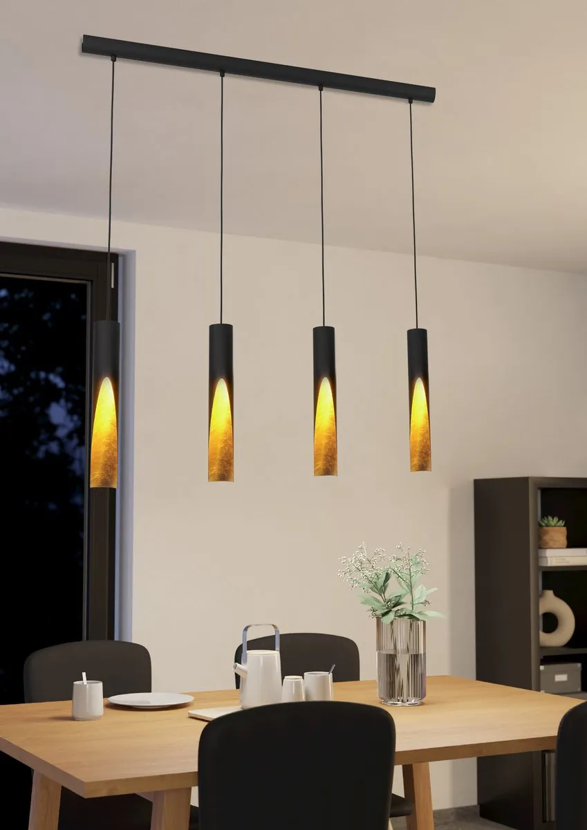 Eglo Barbotto Hanglamp GU10 - 92,5 cm - Zwart/Goud - afbeelding 6 van 6