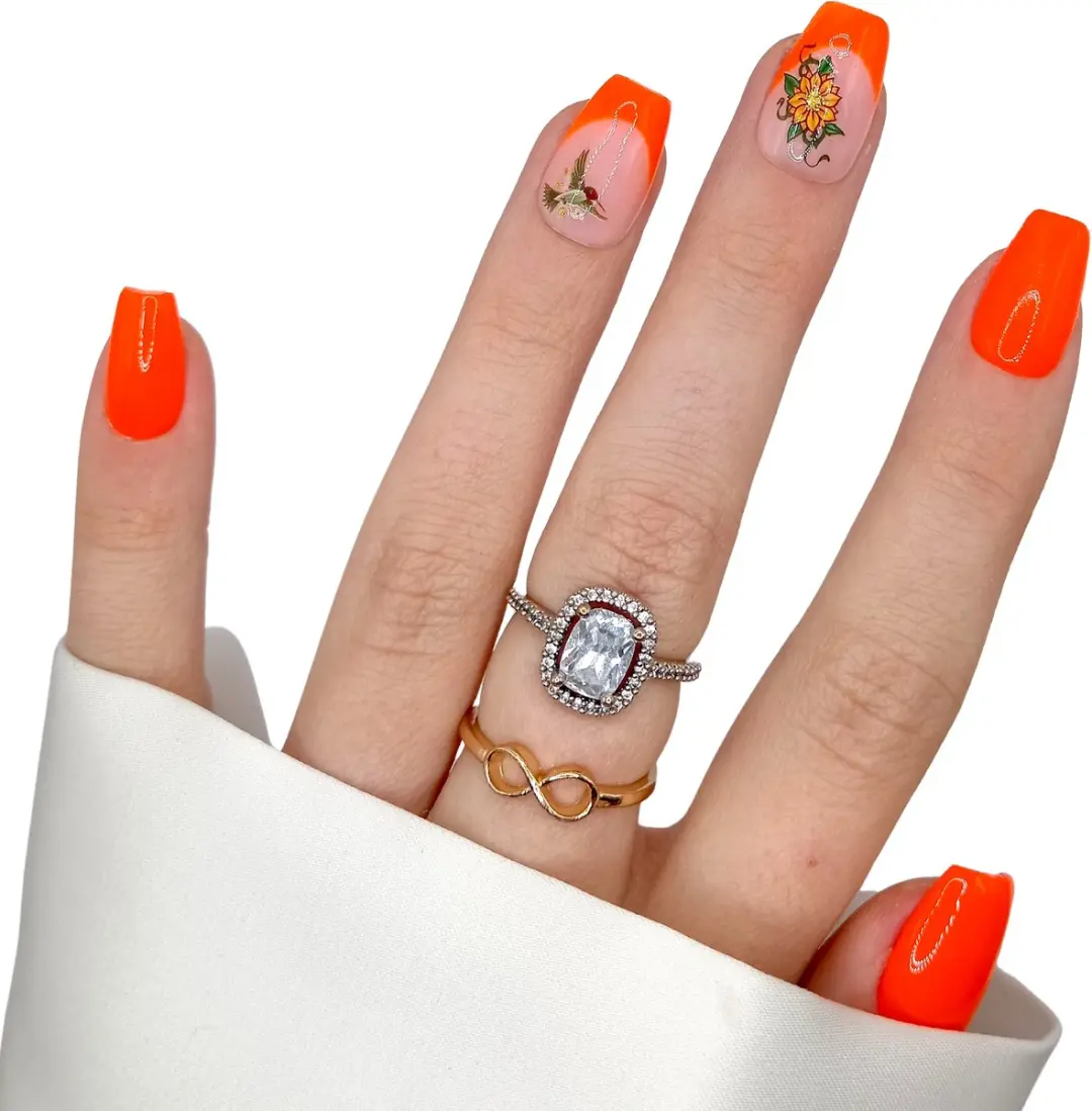 SD Press on Nails B-191 Plaknagels - 20 Stuks - Neon Oranje