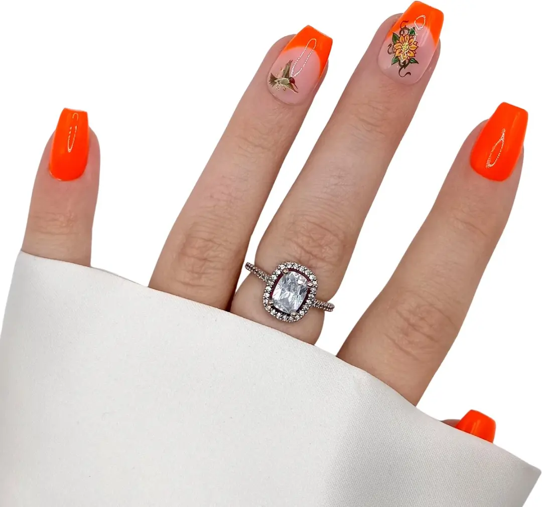 SD Press on Nails B-191 Plaknagels - 20 Stuks - Neon Oranje