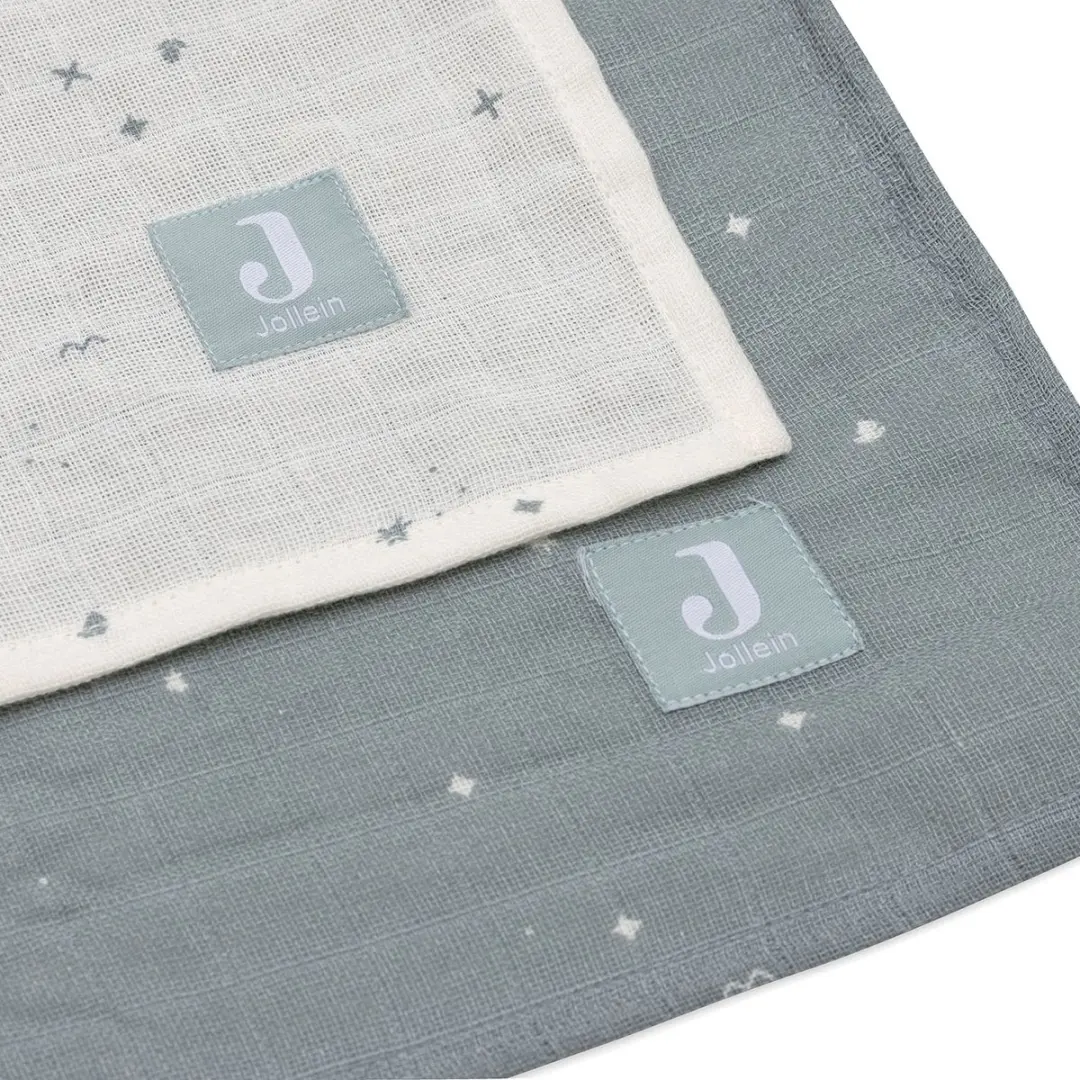 Jollein Hydrofiele Doek Large 115x115cm - 2 Stuks - Twinkling Sea Green