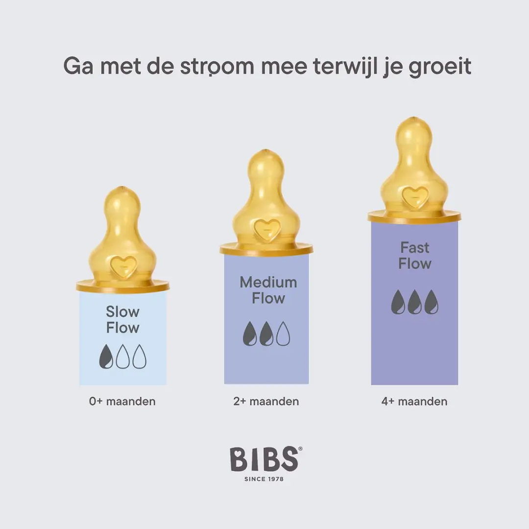 BIBS Flessenpenen - 2 Stuks - Anti-koliek Natuurlijk Rubber