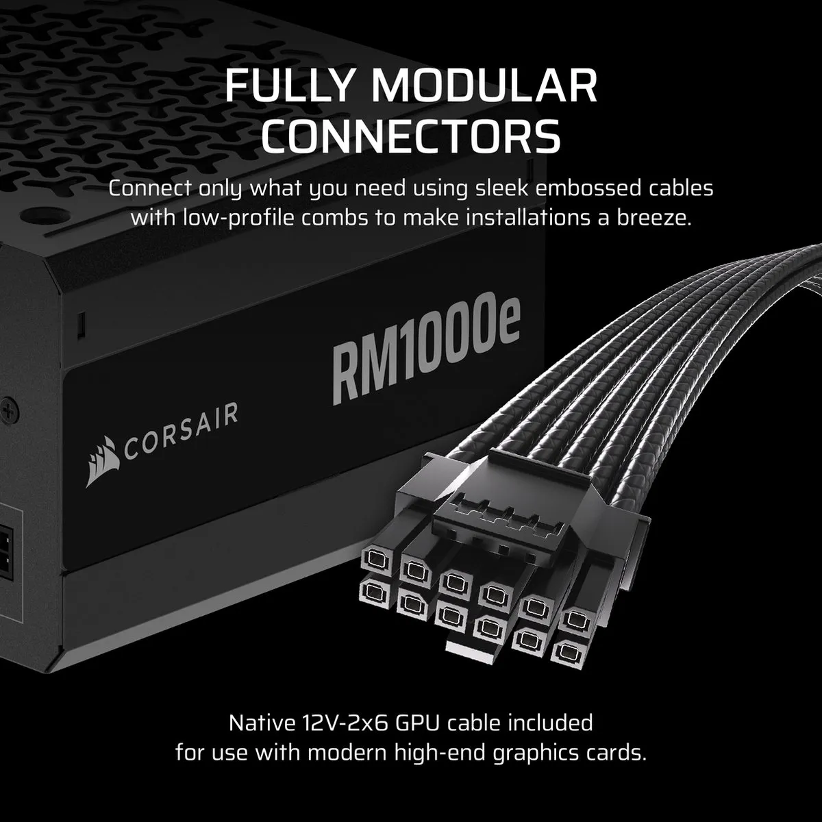 Corsair RM1000e 1000W ATX 3.1 Voeding - Zwart
