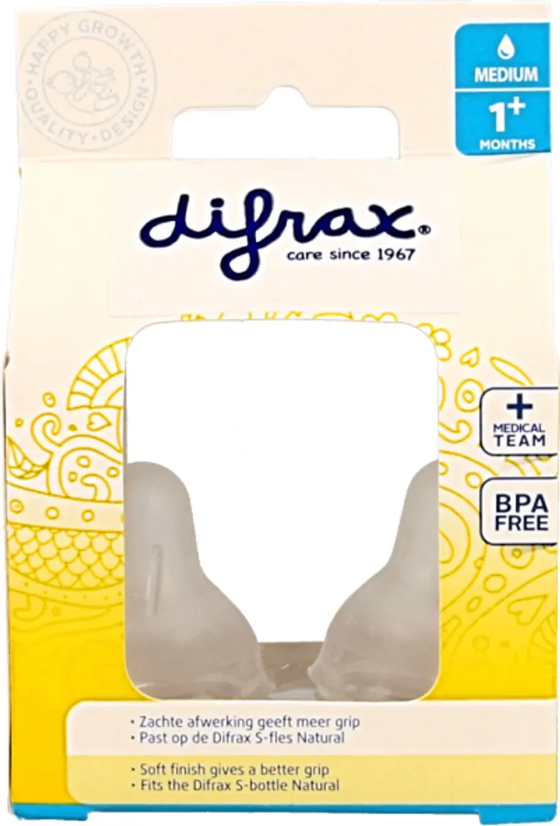 Difrax Natural Flessenspeen Medium 2 Stuks - afbeelding 6 van 6