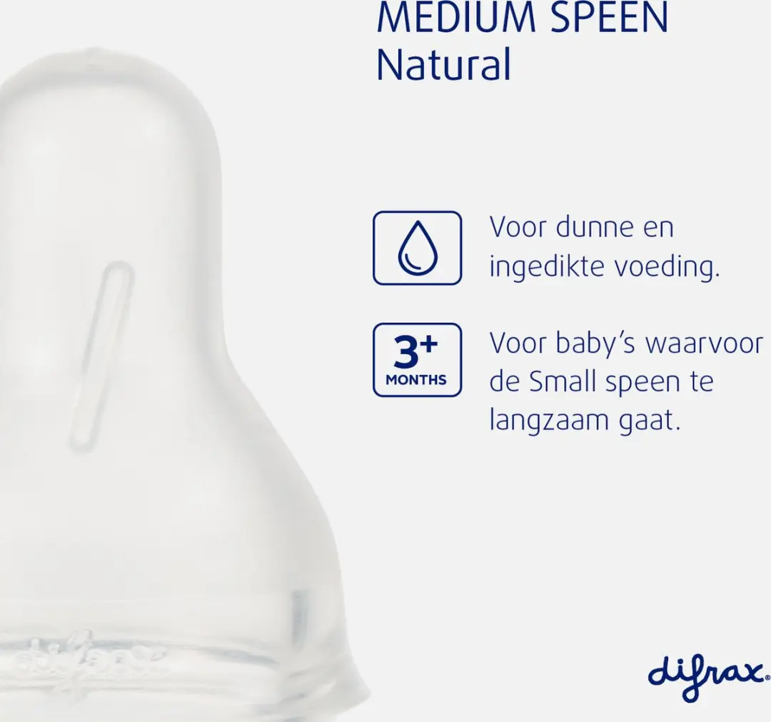 Difrax Natural Flessenspeen Medium 2 Stuks