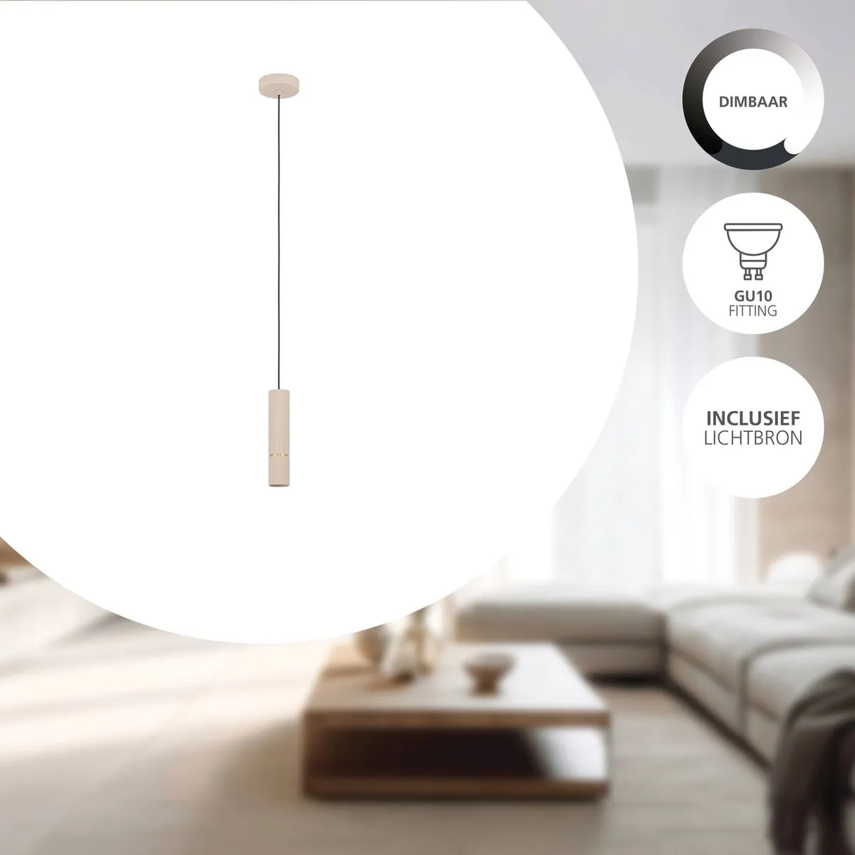Eglo Caminia Hanglamp GU10 - Ø6cm - Zandkleur/Beige/Goud - afbeelding 6 van 6