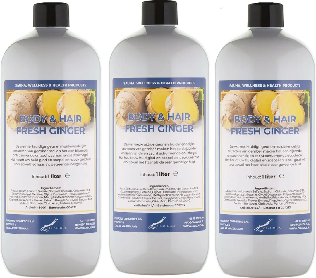 Splashbox Cosmetics Fresh Ginger Body & Hair 1L - 3 Stuks