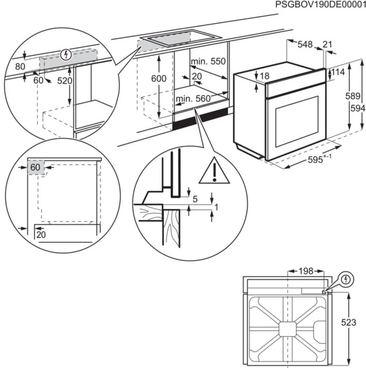 AEG 5000 Serie OA5AB20WSK Inbouwoven - 72L - Zwart