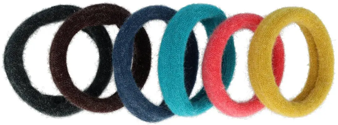 Haarsoires Basic Haarelastieken 6cm - Set van 6 Stuks - Zwart/Bruin/Blauw/Roz/Geel