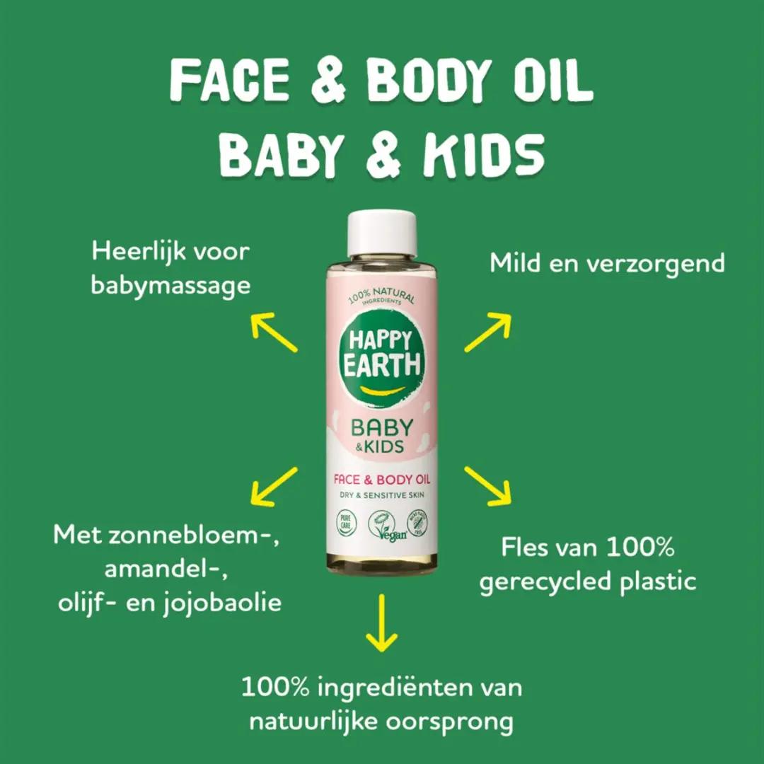 Happy Earth Baby & Kids Natuurlijke Gezicht & Lichaam Olie 150ml
