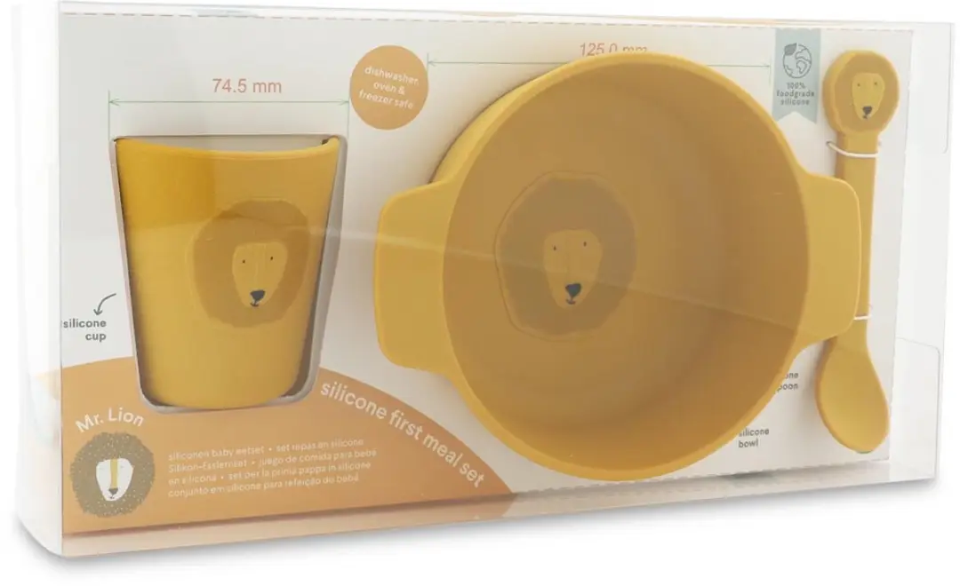 Trixie Mr. Lion Kinderservies - Beker Kom Lepel - Siliconen - Geel