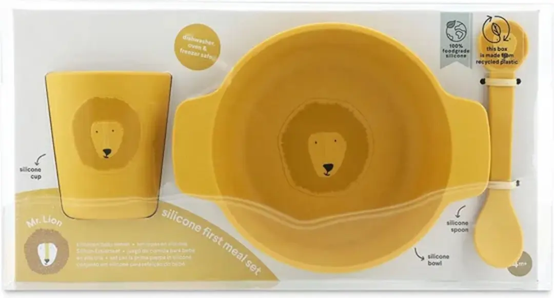 Trixie Mr. Lion Kinderservies - Beker Kom Lepel - Siliconen - Geel
