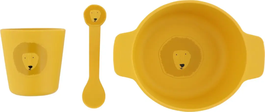 Trixie Mr. Lion Kinderservies - Beker Kom Lepel - Siliconen - Geel