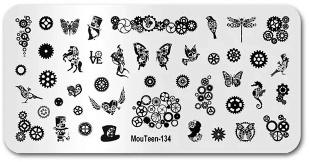 Born Pretty MouTeen-134 Stempelplaat Nageldecoratie - 12x6cm - Zilver