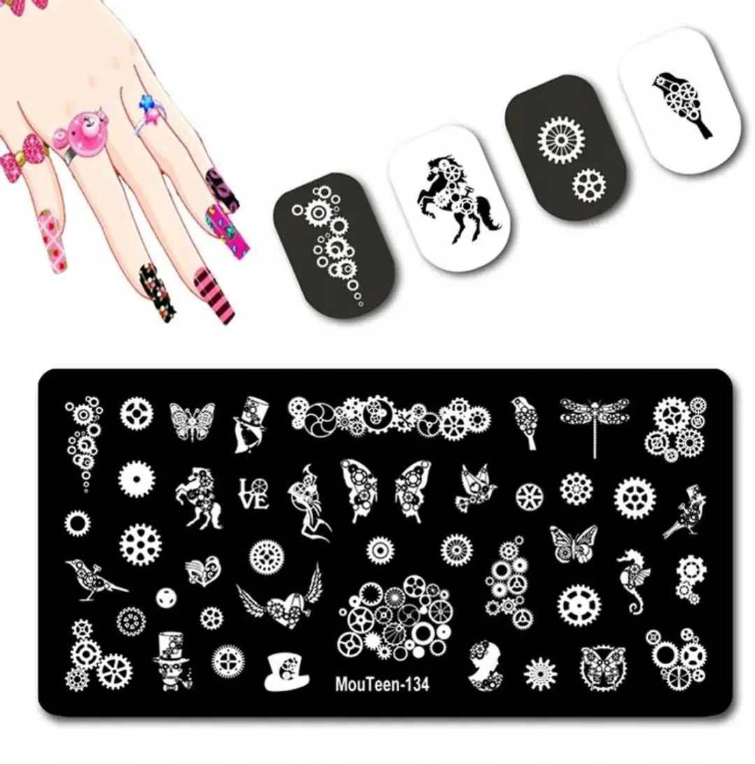 Born Pretty MouTeen-134 Stempelplaat Nageldecoratie - 12x6cm - Zilver