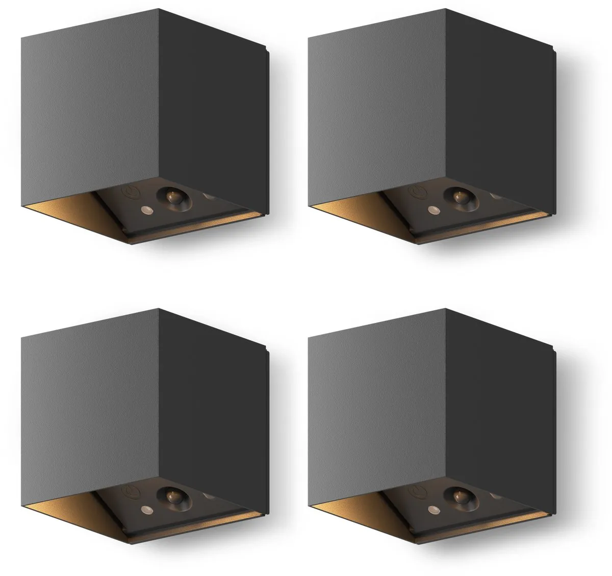 Calex Falerna Wandlamp Oplaadbaar 2x1.5W - 4 Stuks - Zwart