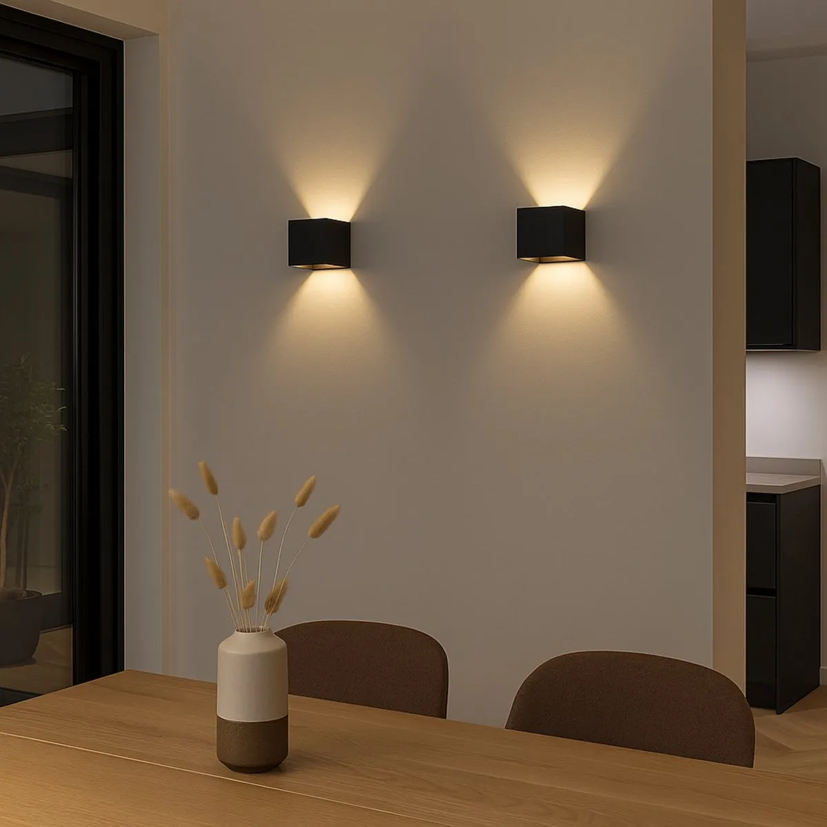 Calex Falerna Wandlamp Oplaadbaar 2x1.5W - 4 Stuks - Zwart
