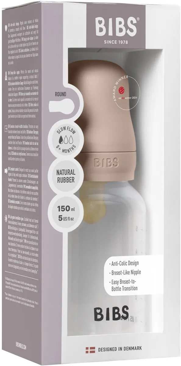 BIBS Fles Slow Flow 150ml - 7 Stuks - Latex - Roze