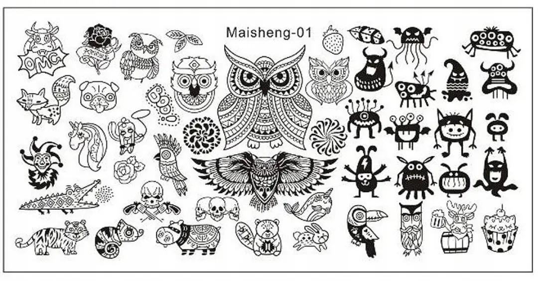 Born Pretty MaiSheng Nagelstempelplaat Dierenpatroon 12x6cm