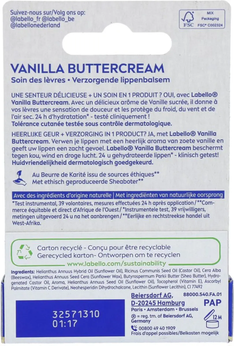 Labello Vanilla Buttercream Lippenbalsem 4.8g